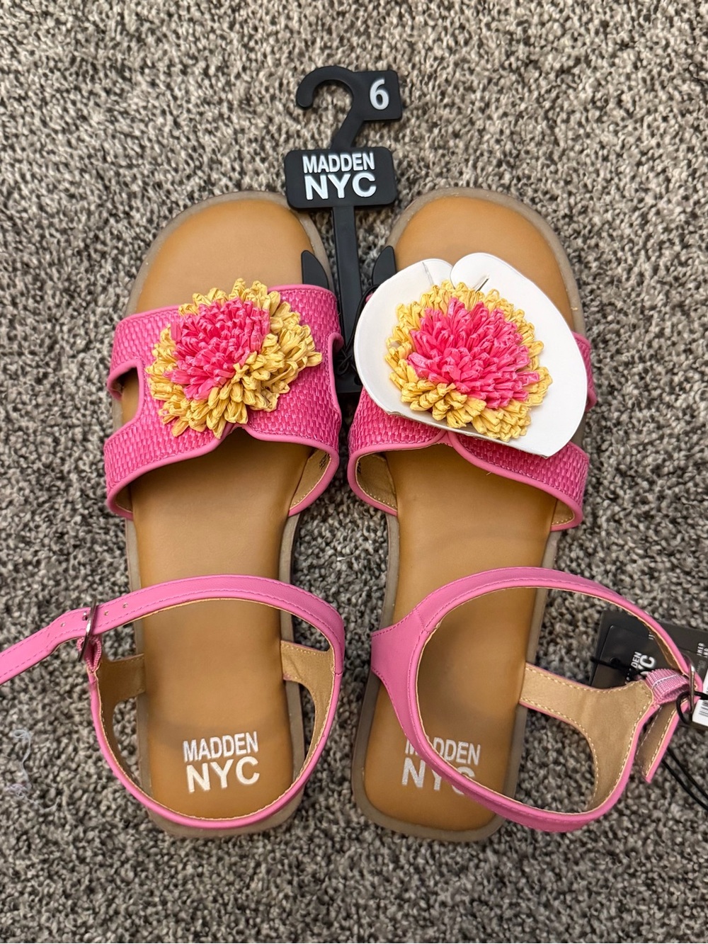 Size 6 Girls Pink Floral Slide Sandals